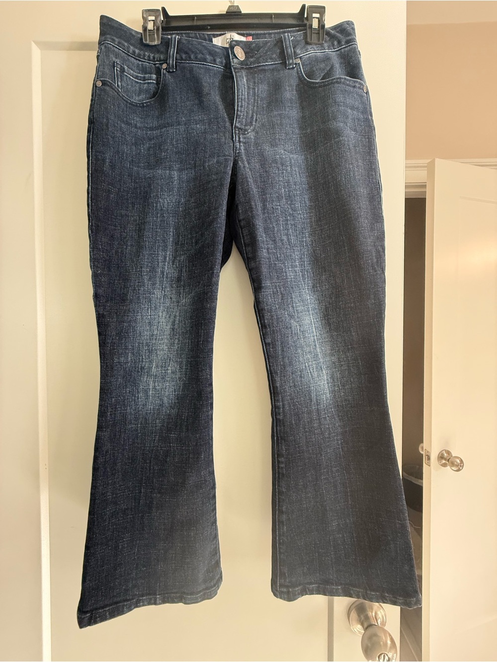 CAbi Dark Indigo kick back Flare Wide-Leg Jeans